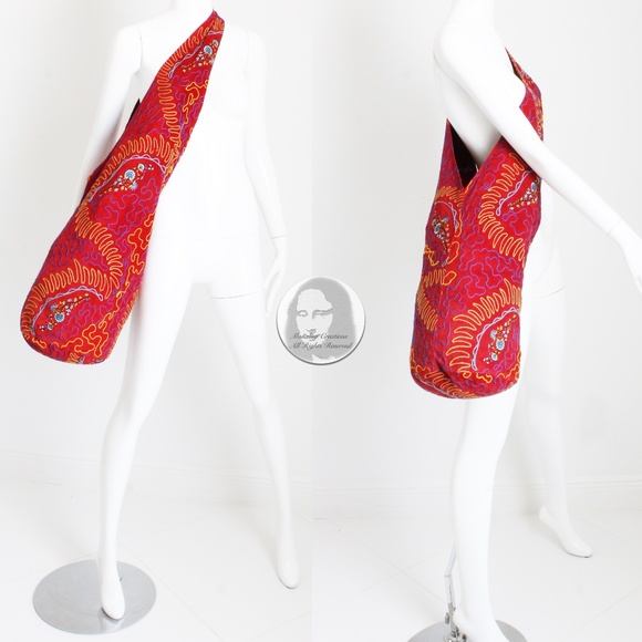 OMO Norma Kamali Bag Giant Feedbag Crossbody Extra Large Suede Embroidery Rare - Picture 4 of 15